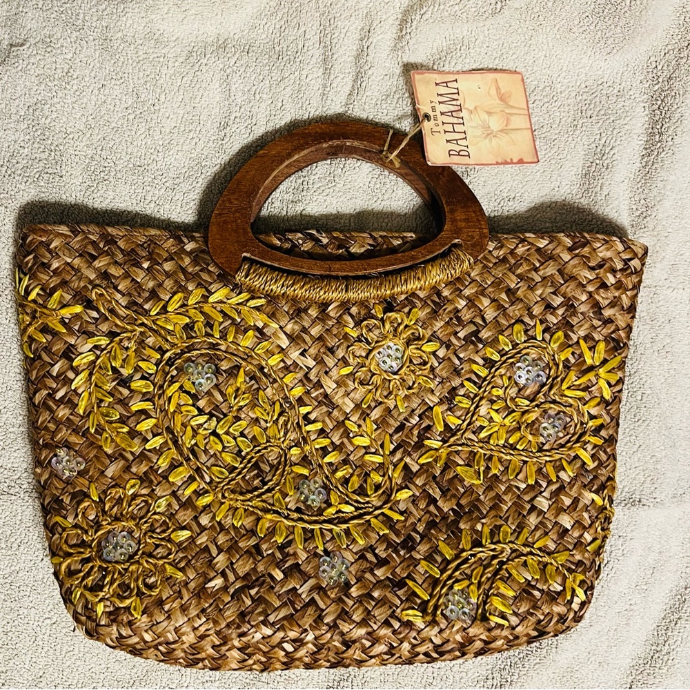 Tommy Bahama Brown and Yellow Floral Tote